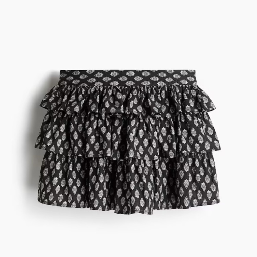 NWT H&M tiered cotton Black and White mini skirt size 6/Small